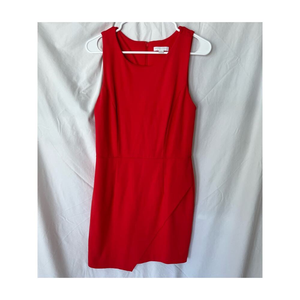 New York and Company Stretch Red sleeveless sheath dress Asymmetrical front 10